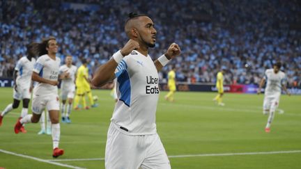 Dimitri Payet célèbre son but inscrit contre Villarreal en match amical, le 31 juillet 2021. (SPEICH FREDERIC / MAXPPP)