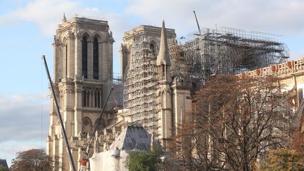 Le chantier de Notre-Dame de Paris, photographié le 5 novembre 2019, plus de six mois après l'incendie qui a ravagé la cathédrale. (MAXPPP)