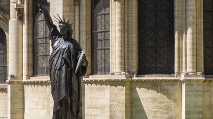 Une copie réduite de la statue de la Liberté, au musée des Arts et métiers à Paris le 9 juillet 2019 (BERTRAND GARDEL / HEMIS.FR VIA AFP)