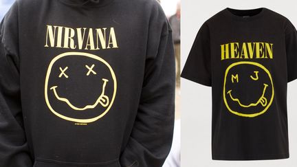 A gauche un sweat shirt de Nirvana porté par un fan en 2009 et un T-shirt de la collection Redux Grunge de Marc Jacobs en 2018.
 (PYMCA/UIG via Getty Images et Marc Jacobs)