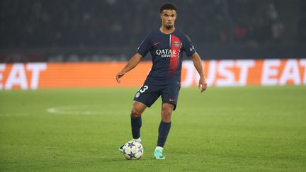 Le joueur du PSG, Warren Zaïre-Emery, lors du match face au Milan AC, le 25 octobre 2023 au Parc des Princes. (LE PARISIEN / ARNAUD JOURNOIS / MAXPPP)