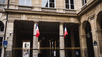 La façade du Conseil constitutionnel, à Paris, le 14 mai 2023. (XOSE BOUZAS / HANS LUCAS / AFP)