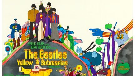 L'affiche du film "Yellow Submarine". Paul McCartney, John Lennon, Ringo Starr, George Harrison, 1968.&nbsp; (LMPC VIA GETTY IMAGES)