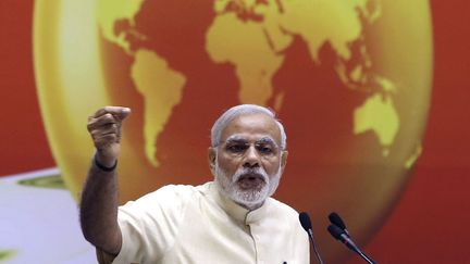 Le Premier ministre indien Narendra Modi précise dans un discours sa politique énergétique. (Reuters: Adnan Abidi)