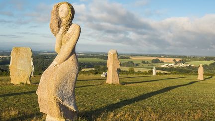 Des statues de la Vallée des Saints à Carnoet dans les Côtes d'Armor en 2016. (PASQUINI CEDRIC / HEMIS.FR)