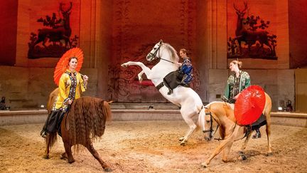 "Fantaisies équestres, sur les pas de Marco Polo" est le nouveau spectacle au Musée du cheval de Chantilly.
 ( Jessica Rodrigues / RB presse)