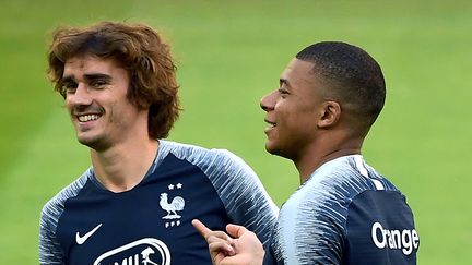 Les footballeurs Antoine Griezmann et Kylian Mbappé, en juin 2019. Photo d'illustration. (FRANCK FIFE / AFP)