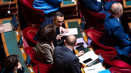 Le président du groupe Les Républicains au Sénat, Bruno Retailleau, lors du vote sur la réforme des retraites, le 16 mars 2023. (AMAURY CORNU / HANS LUCAS / AFP)