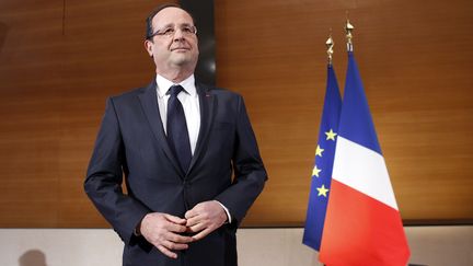 Le pr&eacute;sident fran&ccedil;ais Fran&ccedil;ois Hollande, le 4 f&eacute;vrier 2013 devant le Coll&egrave;ge de France, &agrave; Paris. (CHESNOT / SIPA)