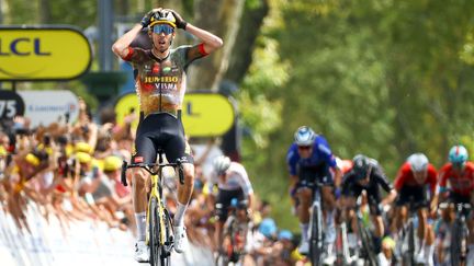 Christophe Laporte lors de sa victoire sur la 19e étape du Tour de France, le 22 juillet 2022 à Cahors (Lot). (SIPA)