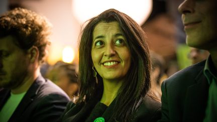 Karima Delli lors d'un&nbsp;Meeting de Europe Ecologie Les Verts (EELV),&nbsp; le 24 septembre 2019. (AURELIEN MORISSARD / MAXPPP)