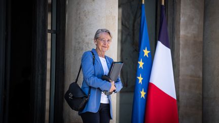 La Première ministre, Elisabeth Borne, le 24 mai 2023 à l'Elysée, à Paris. (XOSE BOUZAS / HANS LUCAS / AFP)