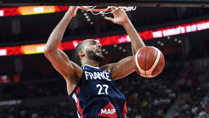 Rudy Gobert lors du quart de finale contre les Etats-Unis, à&nbsp;Dongguan (Chine), le 11 septembre 2019. (XUE YUBIN / XINHUA / AFP)