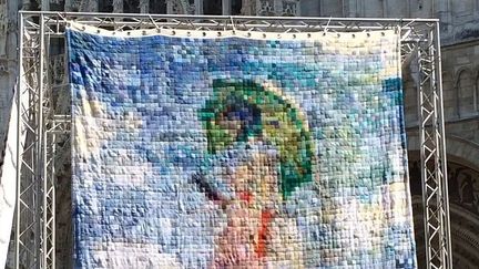 "La femme à l'ombrelle de Monet", réalisée en  en tricot sera exposée à New York
 (R. PLUMET / France 3)