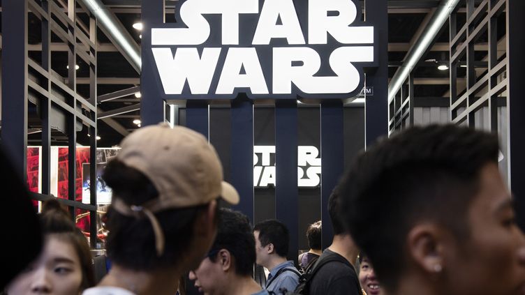 The legendary Star Wars logo, here at a Disney-Star Wars convention in Hong Kong in July 2019. (SOPA IMAGES / LIGHTROCKET)