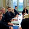 Emmanuel Macron réunit le premier Conseil des ministres du gouvernement de Gabriel Attal, le 12 janvier 2024, à l'Elysée. (MICHEL EULER / AFP)