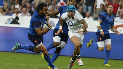 Yoann Huget a inscrit le seul essai de la partie côté français (THOMAS SAMSON / AFP)