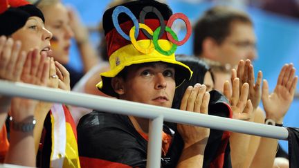 Un fan allemand lors des JO de P&eacute;kin (Chine), le 14 ao&ucirc;t 2008. (SAEED KHAN / AFP)