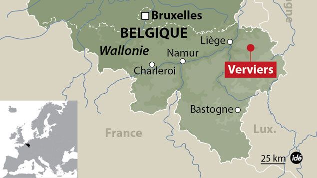 &nbsp; (Carte de localisation de Verviers, en Belgique © IDÉ)