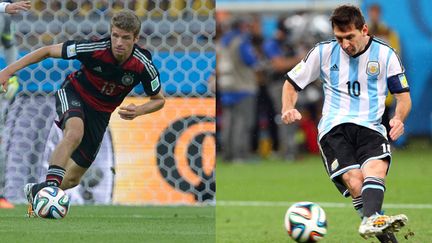 &nbsp; (Qui de Thomas Müller et Lionel Messi soulèvera la Coupe du Monde dimanche soir ? © Maxppp)