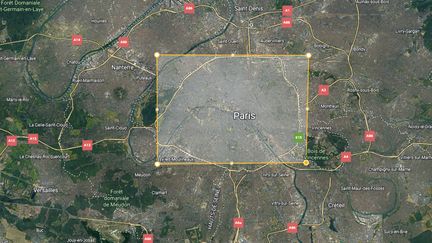 L'équivalent d'une&nbsp;surface de 11 000 hectares à l'échelle de&nbsp;Paris. (GOOGLE EARTH)