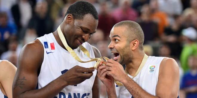 Florent Piétrus et Tony Parker champions d'Europe de basket avec les Bleus