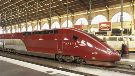 Une rame du train &agrave; grande vitesse Thalys stationn&eacute;e gare du Nord, &agrave; Paris. (FRAN&Ccedil;OIS RENAULT / PHOTONONSTOP / AFP)