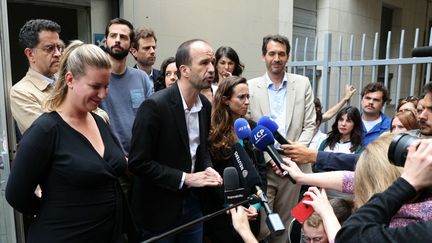 Manuel Bompard et Mathilde Panot le lendemain du second tour des élections législatives à Paris, le 8 juillet 2024 (ALAIN JOCARD / AFP)