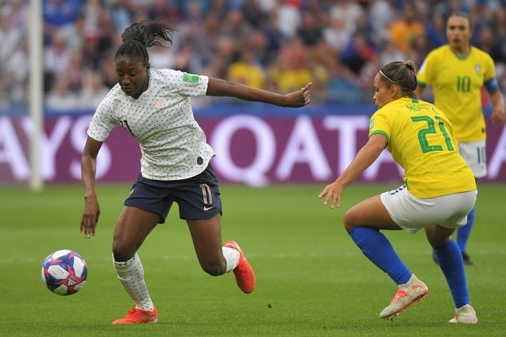 Kadidiatou Diani lors du huitième de finale contre la Coupe du monde, dimanche 23 juin 2019 au Havre (Seine-Maritime). (LOIC VENANCE / AFP)