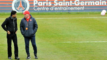 Carlo Ancelotti et le président directeur général du PSG Nasser El Khelaifi  (STEPHANE MORTAGNE / MAXPPP)