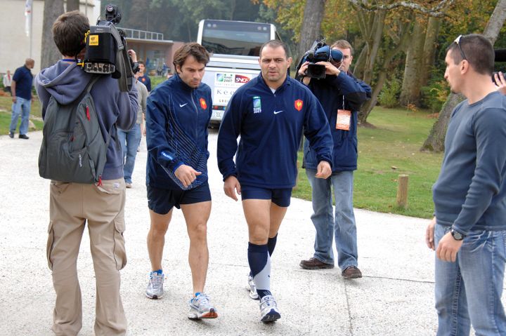 Christophe Dominici et Raphaël Ibañez à Marcoussis en 2007 (MAXPPP TEAMSHOOT)