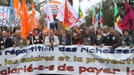 Manifestation à Paris le 11 octobre 2011, contre les mesures d'austérité du gouvernement. (PIERRE VERDY / AFP)