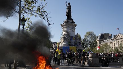 Manifestation des "gilets jaunes" samedi 20 avril place de la République à Paris. (ZAKARIA ABDELKAFI / AFP)