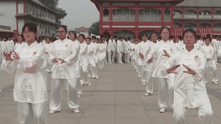 C’est une pratique chinoise ancestrale : le Tai-Chi, un art inspiré des mouvements du serpent et de la grue. L’art martial est devenu pacifique et méditatif. (France 2)