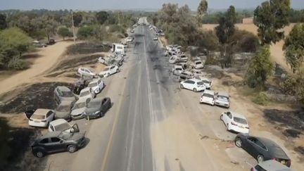 Les conséquences de l'attaque du festival de musique attaqué par le Hamas, dans le sud d'Israël, le 8 octobre. (SOUTH FIRST RESPONDERS / AFP)