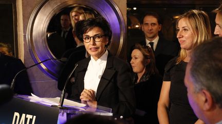 Rachida Dati, lors de son premier meeting de campagne pour élections municipales 2020 à Paris, le 7 novembre 2019.&nbsp; (GEOFFROY VAN DER HASSELT / AFP)