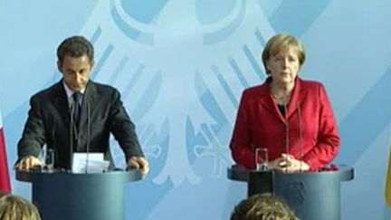 Nicolas Sarkozy et Angela Merkel affichent leur entente lundi 14 juin 2010 à Berlin (France 2)