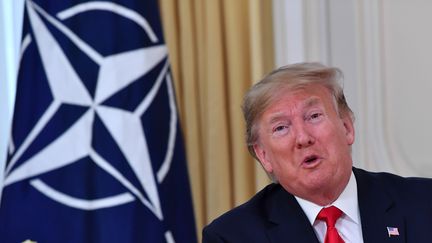 Donald Trump, December 3, 2019, during a press briefing with NATO Secretary General Jens Stoltenberg, in London. (NICHOLAS KAMM / AFP)