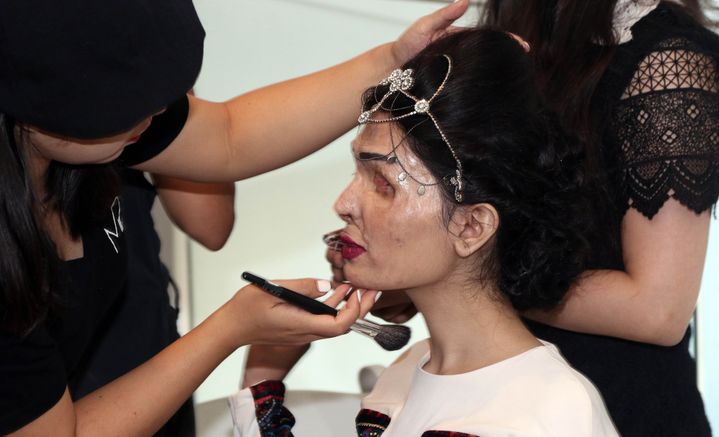 Reshma Qureshi au défilé FTL Moda, septembre 2016 à New York.
 (TREVOR COLLENS / AFP)