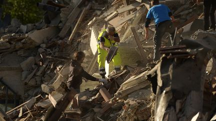 Des dizaines de bâtiments ont été détruits à Amatrice.&nbsp; (FILIPPO MONTEFORTE / AFP)