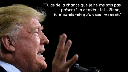 Durant une réunion publique, organisée lors de sa campagne en février 2016, Donald Trump avait imaginé sa victoire contre Barack Obama, s'il s'était présenté en 2012. (CARLO ALLEGRI / REUTERS)