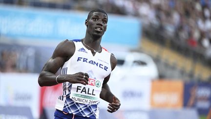 Le Français Mouhamadou Fall lors des championnats d'Europe de Munich, le 16 août 2022. (HERVIO JEAN-MARIE / AFP)