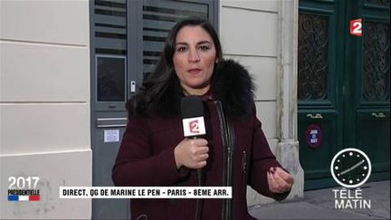 Alexandra Uzan, envoyée spéciale de France 2 devant le QG du FN. (FRANCE 2)