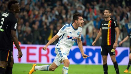 La joie de Florian Thauvin après son but face à Lens (BERTRAND LANGLOIS / AFP)