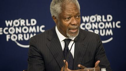 Kofi Annan, ex-secr&eacute;taire g&eacute;n&eacute;ral de l'ONU, le 5 mai 2011 &agrave; Cap Town en Afrique du Sud.&nbsp; (RODGER BOSCH / AFP)