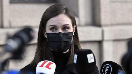 La Première ministre finlandaise, Sanna Marin, à Helsinki, le 8 décembre 2021.&nbsp; (MARKKU ULANDER / LEHTIKUVA / AFP)