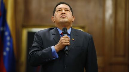 Le pr&eacute;sident v&eacute;n&eacute;zu&eacute;lien&nbsp;Hugo Chavez &agrave; Caracas (Venezuela) le 9 octobre 2012. (JORGE SILVA / REUTERS)