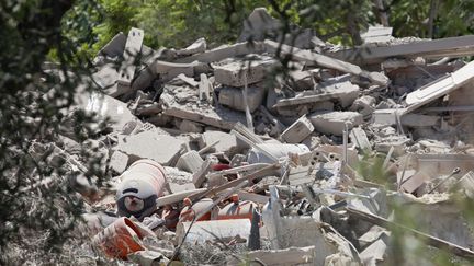 Les&nbsp;ruines de la maison d'Alcanar (Espagne), détruite à la suite d'une explosion non-contrôlée, le 16 août 2016.&nbsp; (TJERK VAN DER MEULEN / AFP)