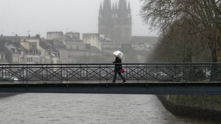 Quimper (Finistère) sous la pluie, le 21 janvier 2020.&nbsp; (MAXPPP)