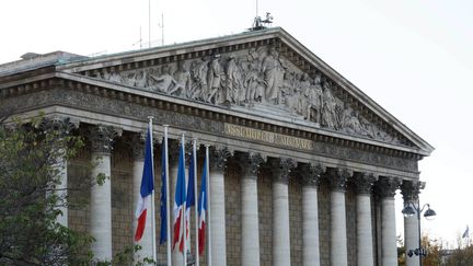 Un homme a été interpellé dans la nuit du 4 au 5 août, alors qu'il était en train de taguer une palissade près de l'Assemblée nationale. (DANIEL FOURAY / MAXPPP)